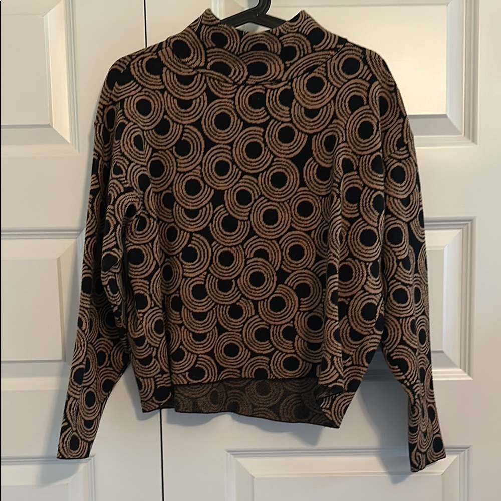 Maeve Black and Tan Patterned Sweater